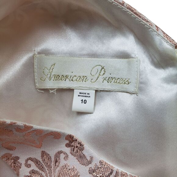 American Princess Jacquard Dress Girls Size 10 Ball Gown Pearl Tiered Tulle - Picture 2 of 9